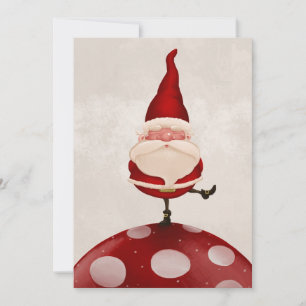 Tarjeta Festiva Papá Noel en el hongo