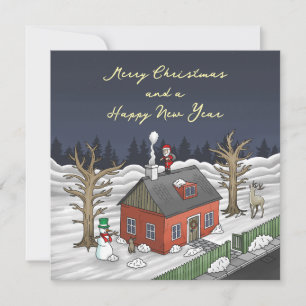 Tarjeta Festiva Papá Noel en Nochebuena