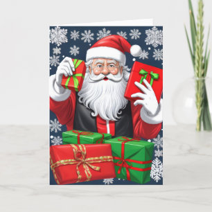 Tarjeta Festiva Papá Noel entregando regalos