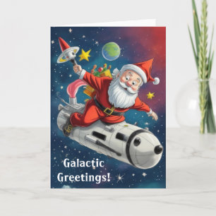 Tarjeta Festiva Papá Noel espacial 