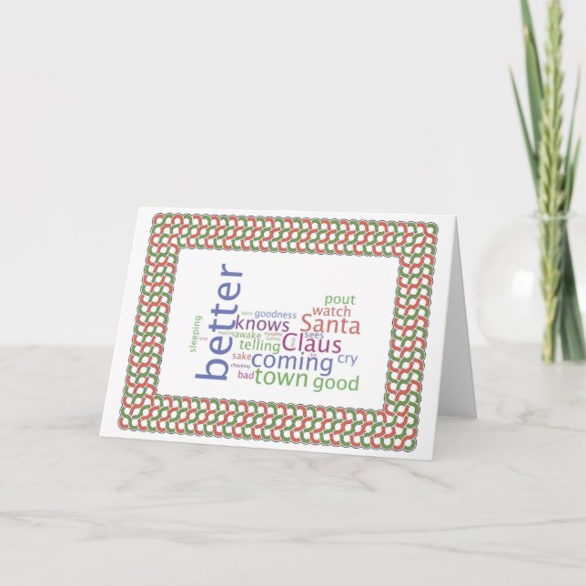 Tarjeta Festiva Papá Noel está viniendo a la ciudad (Anverso)