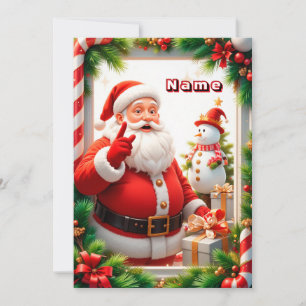 Tarjeta Festiva Papá Noel festivo y muñeco de nieve