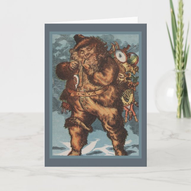 Tarjeta Festiva Papá Noel fumando su cuerda (Anverso)