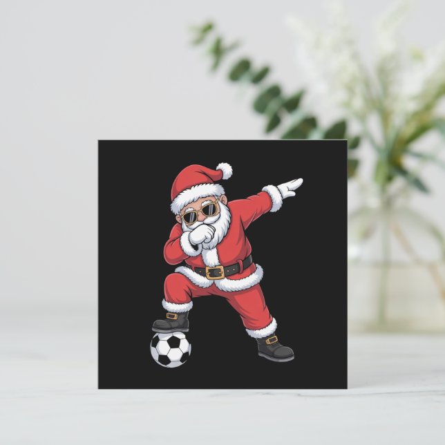Tarjeta Festiva Papá Noel Fútbol Santa Haciendo Dab Papá Noel Rega (Anverso de pie)