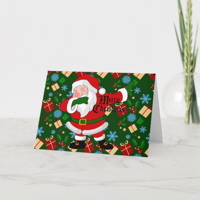 Tarjeta Festiva Papá Noel haciendo dab (Anverso)