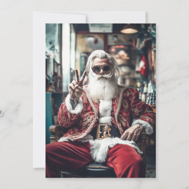 Tarjeta Festiva Papá Noel Hipster hace una pose de vibraciones de  (Anverso)