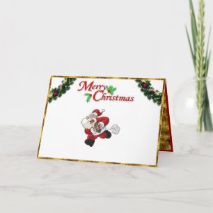 Tarjeta Festiva Papá Noel jugando al fútbol en una carta de Navida