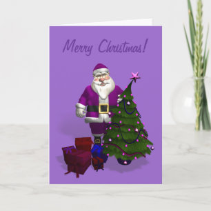 Tarjeta Festiva Papá Noel morado