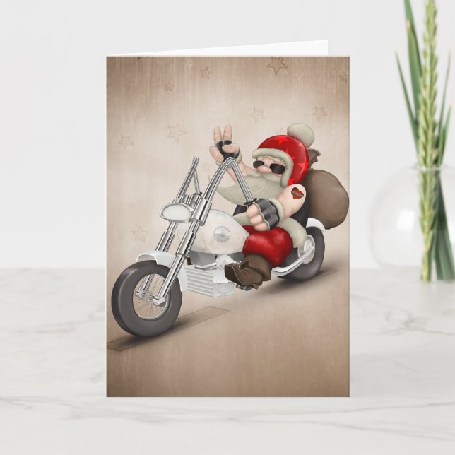 Tarjeta Festiva Papá Noel motorizado (Anverso)