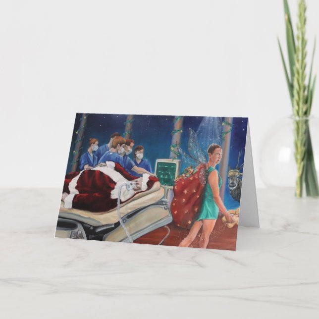 Tarjeta Festiva Papá Noel muerto (Anverso)