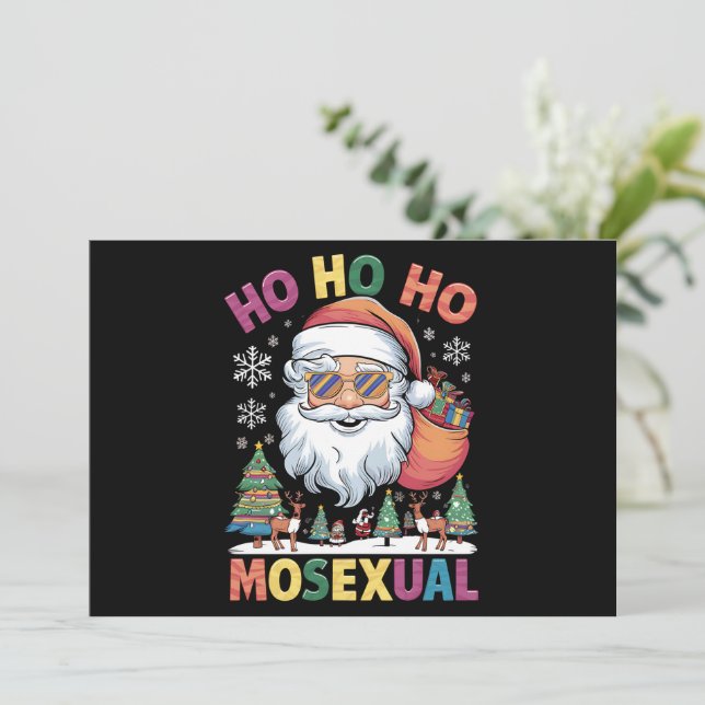 Tarjeta Festiva Papá Noel Navideño Homosexual Fiesta de Orgullo Ga (Anverso de pie)
