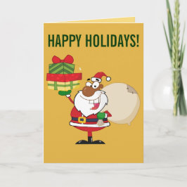 Tarjeta Festiva Papá Noel negro con regalos