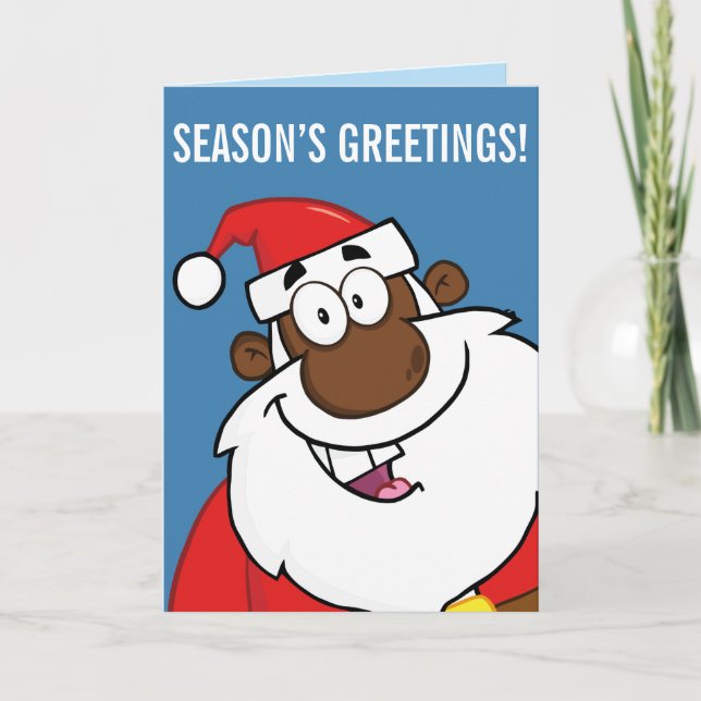 Tarjeta Festiva Papá Noel negro con reno (Anverso)