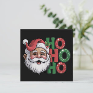 Tarjeta Festiva Papá Noel Negro Ho Ho Ho Brillante Divertido Retro