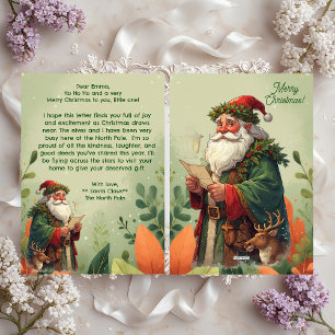 Tarjeta Festiva Papá Noel personalizado Reno Norte Polo Verde