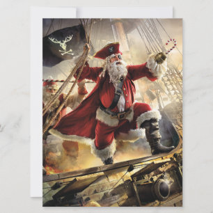 Tarjeta Festiva Papá Noel Pirata
