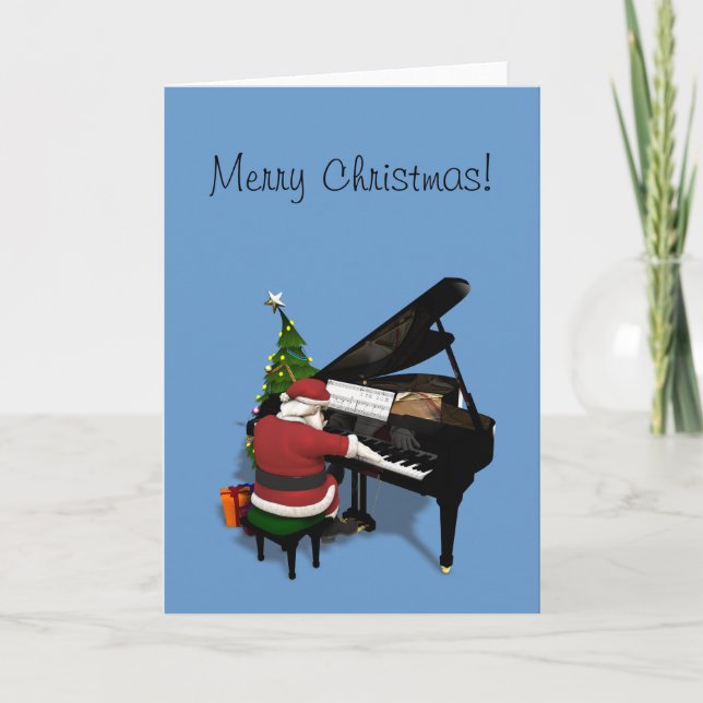 Tarjeta Festiva Papá Noel que juega el piano (Anverso)