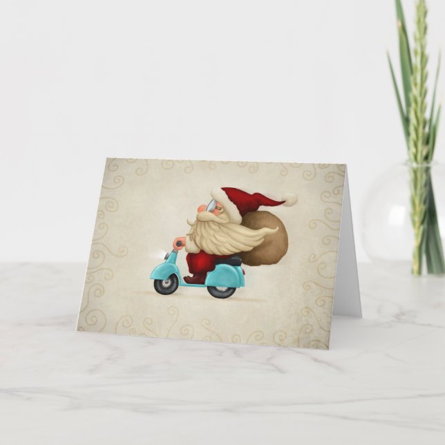 Tarjeta Festiva Papá Noel rápido (Anverso)