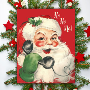 Tarjeta Festiva Papá Noel Retro Vintage En Los Navidades Del Perso