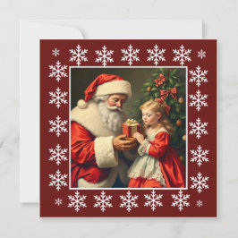 Tarjeta Festiva Papá Noel rústico vintage colorido de moda