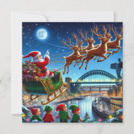 Tarjeta Festiva Papá Noel sobre el dibujo animado