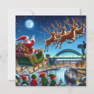 Tarjeta Festiva Papá Noel sobre el dibujo animado