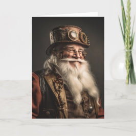 Tarjeta Festiva Papá Noel Steampunk Alegre