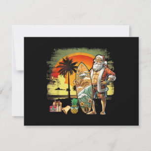 Tarjeta Festiva Papá Noel Surfista de Verano Tropical 6 Pack Navid