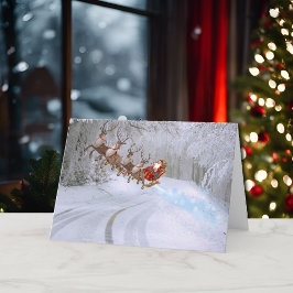 Tarjeta Festiva Papá Noel tiene la cadena de suministro emite Navi