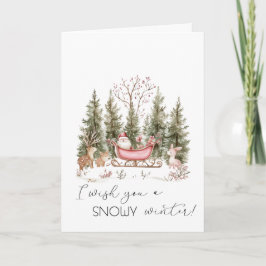 Tarjeta Festiva Papá Noel, Trineo, Bosque de Regalos