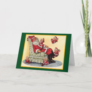 Tarjeta Festiva Papá Noel Vintage con Navidades niños - Una tarjet
