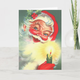 Tarjeta Festiva Papá Noel Vintage con velas