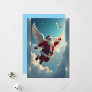 Tarjeta Festiva Papá Noel volador