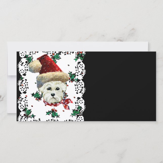 Tarjeta Festiva Papá Noel Westie (Anverso)