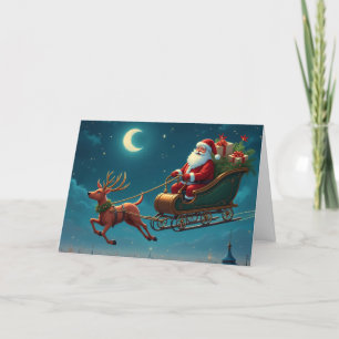 Tarjeta Festiva Papá Noel y renos
