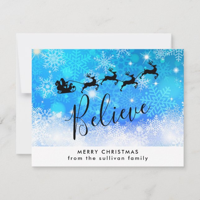 Tarjeta Festiva Papá Noel y su reno volador - Créanlo (Anverso)