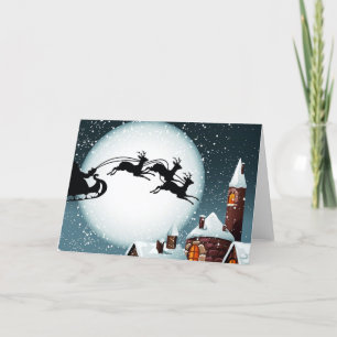 Tarjeta Festiva Papá Noel y sus renos