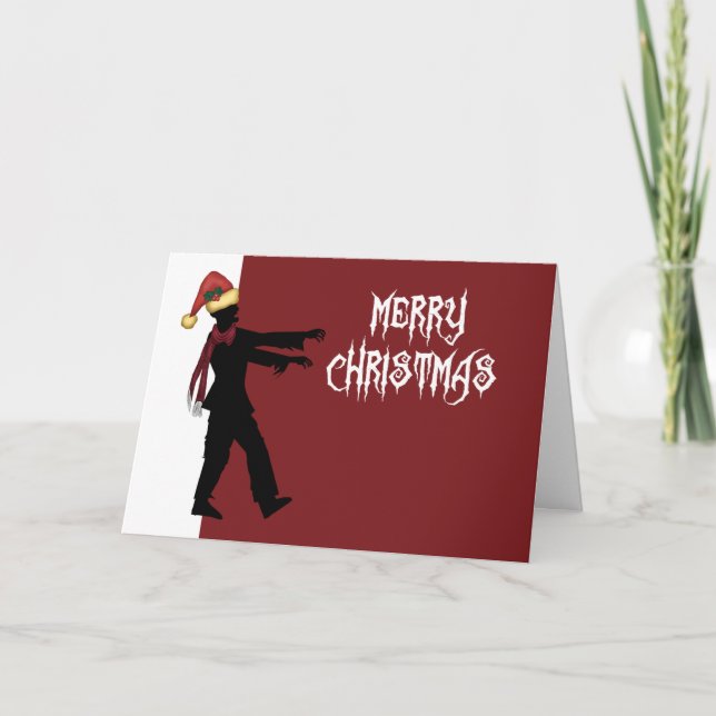 Tarjeta Festiva Papá Noel zombie (Anverso)
