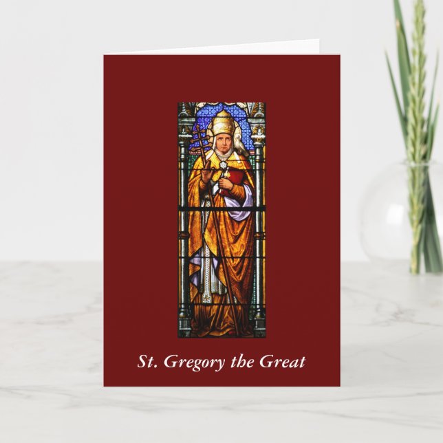 Tarjeta Festiva Papa Saint Gregory el grande - vitral (Anverso)