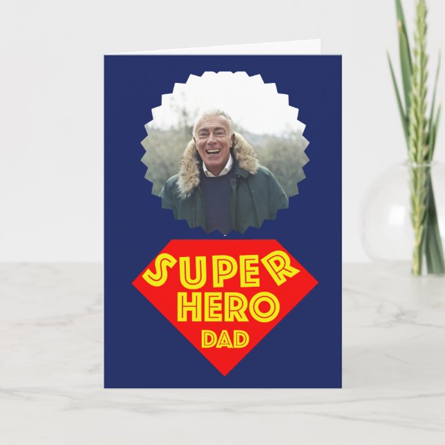 Tarjeta Festiva Papá superhéroe del día del padre (Anverso)