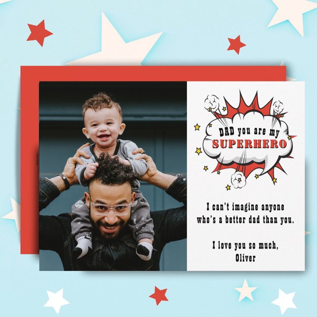 Tarjeta Festiva Papá Superhéroe Personalizado discurso burbuja día (Subido por el creador)
