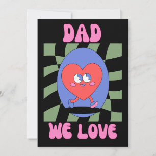 Tarjeta Festiva "PAPÁ TE AMAMOS" Corazón Rojo Feliz Día de los Pa