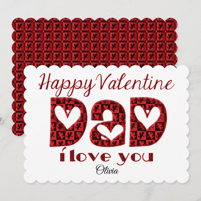Tarjeta Festiva Papá, te amo la tipografía Cupido (Anverso / Reverso)