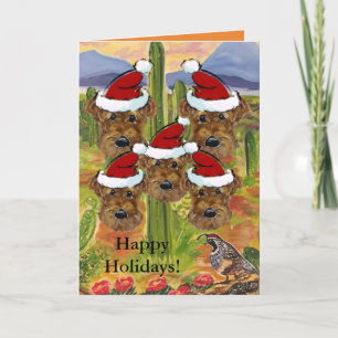 Tarjeta Festiva Papás Noel Airedale