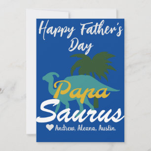 Tarjeta Festiva Papasaurus Nombre de moda simple Personalizado per