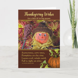 Tarjeta Festiva Papaw Thanksgiving Cute Harvest Scarecrow
