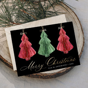 Tarjeta Festiva Papel acuático Árboles navideños no fotográficos