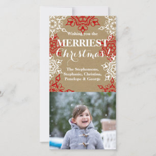 Tarjeta Festiva Papel artesanal de los Navidades de los copos de n