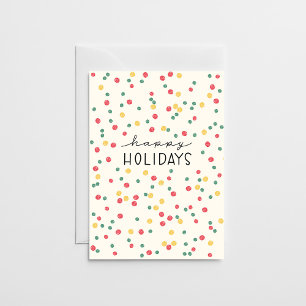 Tarjeta Festiva Papel crema con puntos de confeti coloridos