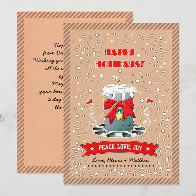 Tarjeta Festiva Papel de la vela Kraft para Navidades divertidos (Anverso / Reverso)